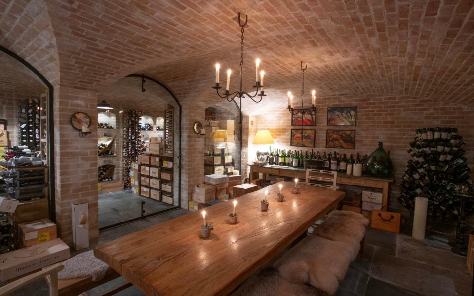 View of the spectacular arched ceiling cellar in Treverra Farm near Rock, Cornwall, which Liz and Charlie Berman have converted into a dining room