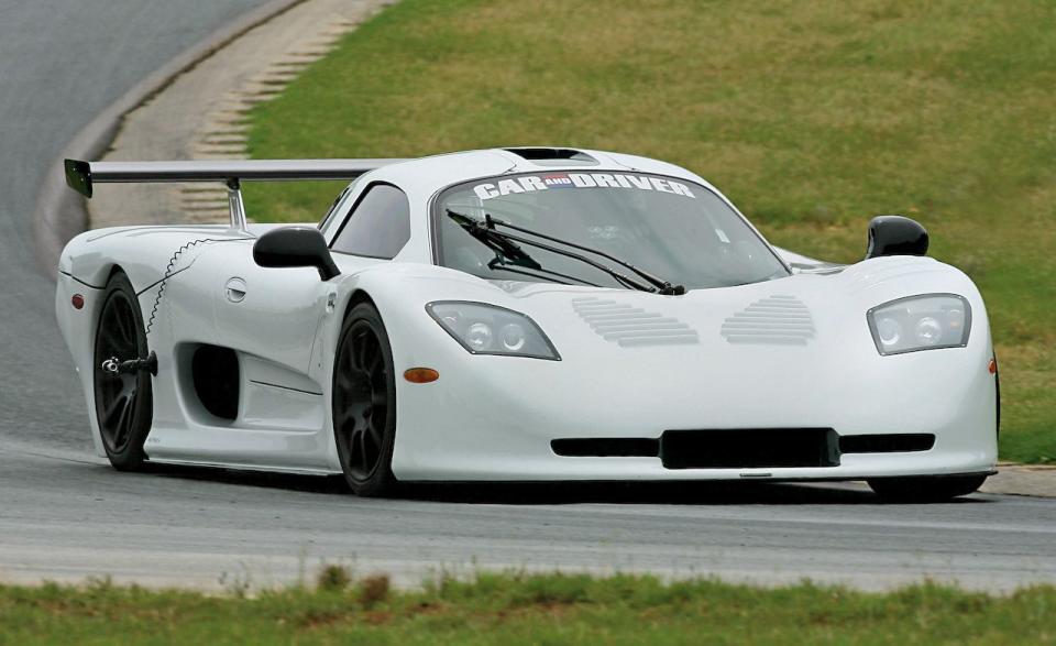 <p>Horsepower: 550; Weight: 2584 lb; Price as tested: $342,500<br><br></p><p>And then there’s the Mosler. It was just so astoundingly fast that, frankly, our amateur skills could not fully exploit its capabilities. It handles quite well-predictable, glued down, and with outstanding brake feel. But uncorking the 550-hp LS7 V-8 propels this featherweight, 2584-pound car like a cannon shot. That tremendous speed was in itself unnerving. There are subtle bumps on the gently curved start-finish straight that sent the rear end skipping about to the point that we instinctively feathered the throttle. That surely cost us some time, so we pitted for a shock adjustment. When we went back out, a strip of wheel weights fell off, producing enough vibration that our deeply rooted instincts for self-preservation took over and we parked it. Overall, though, it’s a remarkably well-turned-out car. Warren Mosler’s years of work have paid off. It’s like a streetgoing IMSA prototype, and it’s even quicker than its chart-topping time suggests. <a rel="nofollow noopener" href="https://www.caranddriver.com/features/lightning-lap-2008-feature-ll5-2008-mosler-mt900s-page-23" target="_blank" data-ylk="slk:READ MORE ››;elm:context_link;itc:0;sec:content-canvas" class="link ">READ MORE ››</a></p>