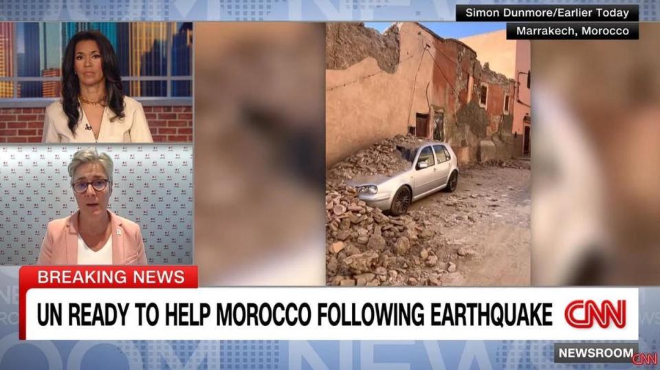 摩洛哥發生規模6.8強震，許多石造房屋倒塌，造成嚴重死傷。（翻攝自CNN YouTube）