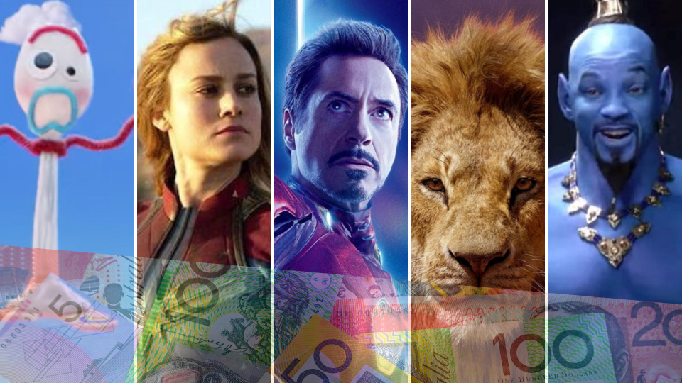 Pictured: Toy Story 4, Captain Marvel, Avengers: Endgame, Aladdin. Images: Walt Disney Studios Motion Pictures