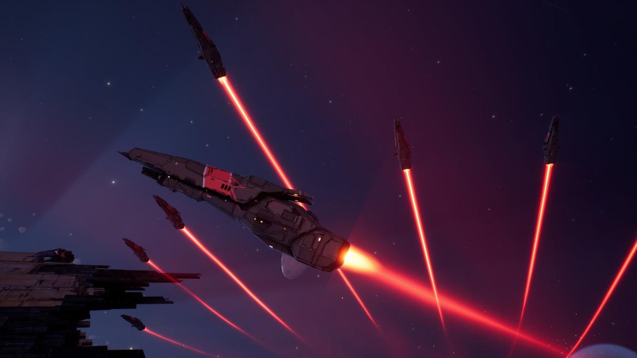  Homeworld 3 ships red contrails. 