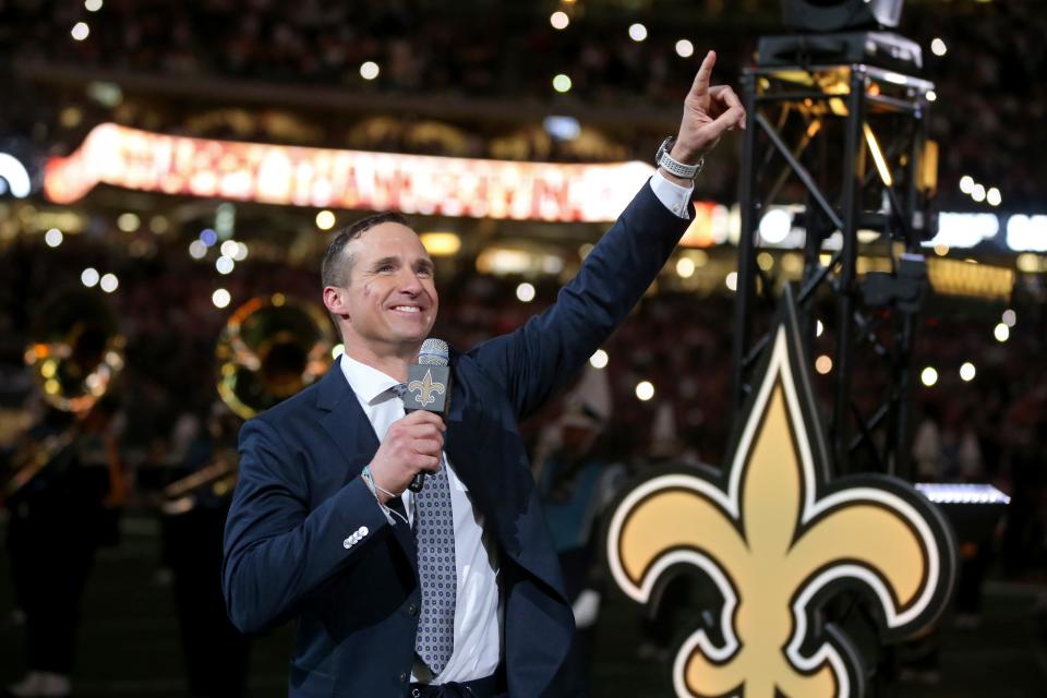 Drew Brees was honored at halftime of the Saints' game on Nov. 25.