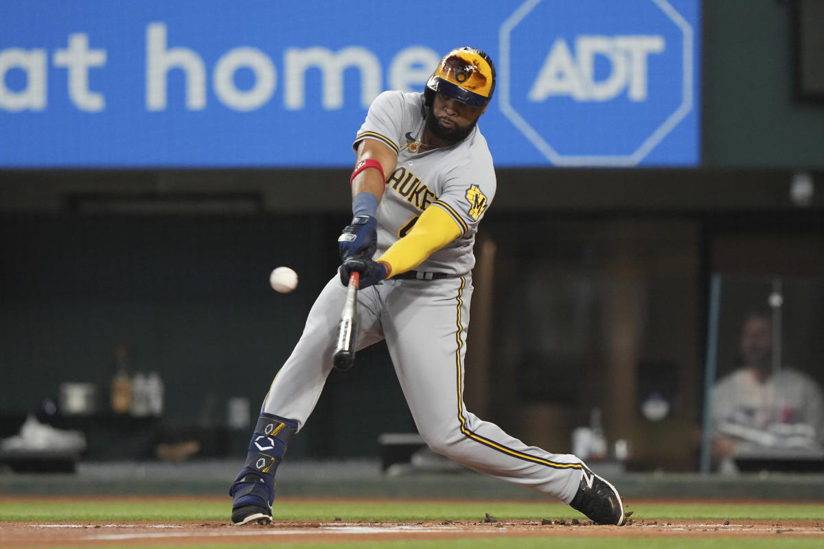 Adames, Santana each hit in two runs to lead Brewers over Rangers