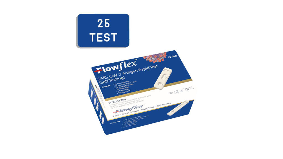 A product image of FlowFlex COVID-19 ART Antigen Rapid Test Kit (25 Test / Box).