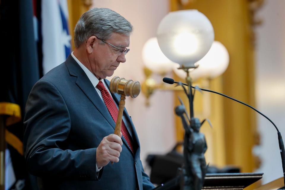 Speaker of the House Robert R. Cupp gavels in the session of the Ohio House in which Rep. Larry Householder was expelled at the Ohio Statehouse in Columbus on Wednesday, June 16, 2021.