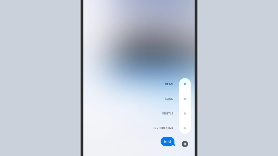 screenshot of iPhone messages with "invisible ink" shown