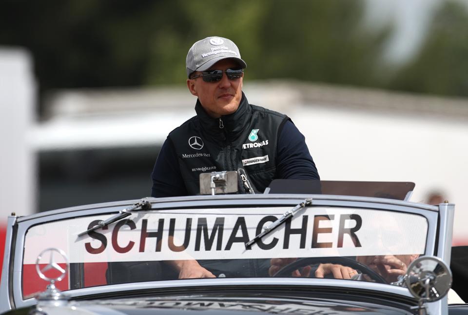 Mercedes' Michael Schumacher during the driver's parade prior to the start of the Spanish Grand Prix