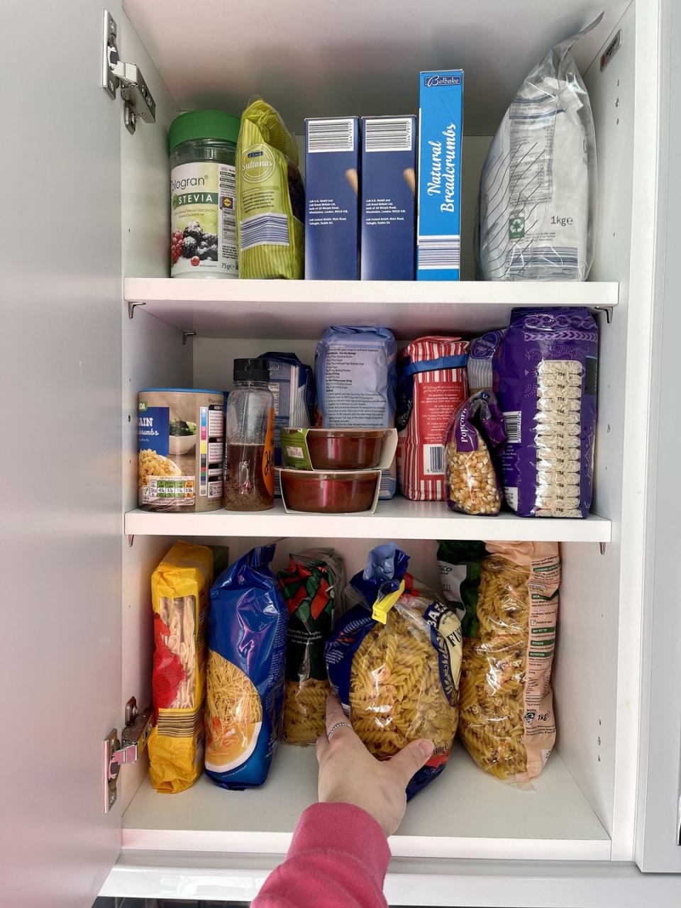 <p>Re-stock all your staples – flour, sugar, condiments and tinned goods – but as you do so clear out all the items you know you aren't going to use until <a href="https://www.housebeautiful.com/uk/christmas/" rel="nofollow noopener" target="_blank" data-ylk="slk:next Christmas;elm:context_link;itc:0;sec:content-canvas" class="link ">next Christmas</a>. The New Year is not the time to be hoarding half-opened jars of cranberry sauce or mincemeat so use it up now or lose it. If there are food items or other non-perishables that are still in date and you no longer use, donate them at your local food bank or collection point. Visit <a href="https://www.trusselltrust.org/get-involved/ways-to-give/donate-food/" rel="nofollow noopener" target="_blank" data-ylk="slk:The Trussell Trust;elm:context_link;itc:0;sec:content-canvas" class="link ">The Trussell Trust</a>.</p><p><strong>Read more: <a href="https://www.housebeautiful.com/uk/lifestyle/a19629579/declutter-kitchen-fast-chuck-items/" rel="nofollow noopener" target="_blank" data-ylk="slk:14 things in your kitchen to get rid of right now;elm:context_link;itc:0;sec:content-canvas" class="link ">14 things in your kitchen to get rid of right now</a></strong></p>