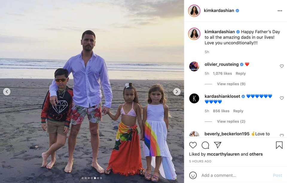 Scott Disick poses on the beach with his three children