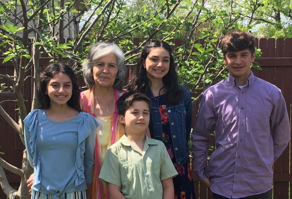 Mercedes Bristol, second from left, with four of the five grandchildren she's raised since 2011, in a 2021 photo. Bristol, of San Antonio, Texas, founded Texas Grandparents Raising Grandchildren to help connect grandparents in similar situations with available resources.