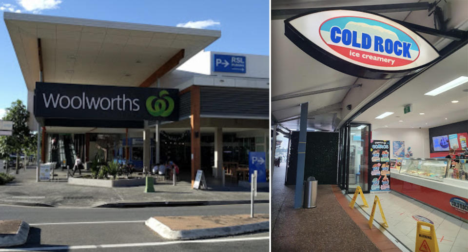 Woolworths in Coorparoo and Cold Rock Ice Creamery in Raby Bay were among dozens of venues visited by an infected person. Source: Google Maps 