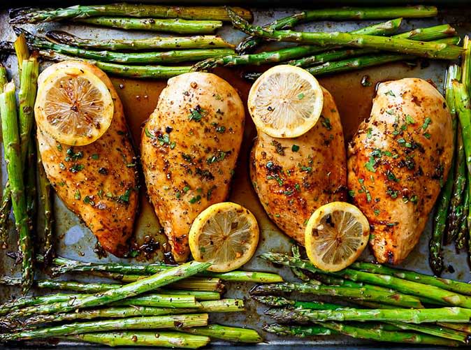 One Pan Honey Lemon Chicken Asparagus