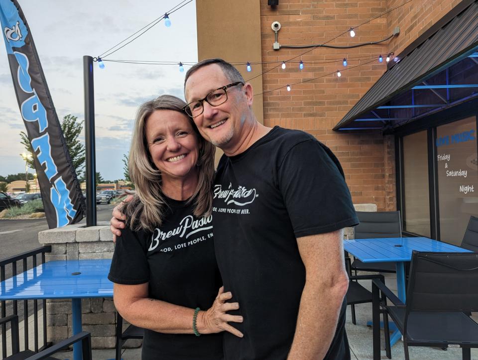 Megan Travers and Joe Franz are with Brew Pastors, a nontraditional ministry that holds conversations about faith with people in pubs, wineries, restaurants and other nonreligious locations. Travers and Franz, who are engaged, plan to marry in September.