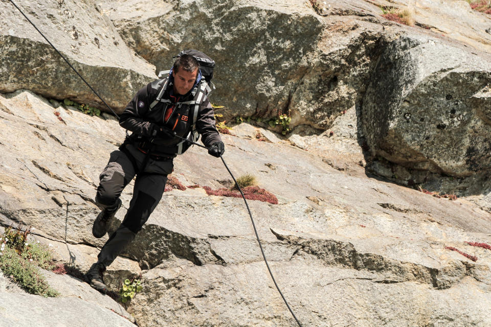 Bear Grylls in Snowdonia for 'Running Wild with Bear Grylls'. (Photo by: Mark Challender/NBCU Photo Bank/NBCUniversal via Getty Images via Getty Images)