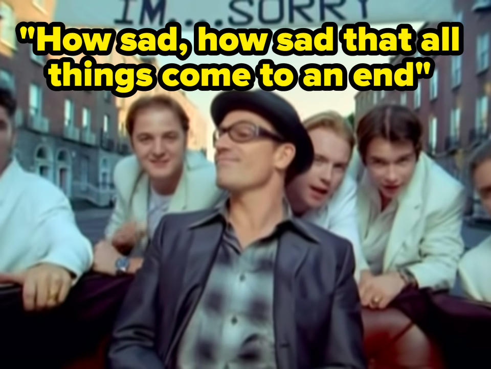 Still from the music video with the lyric: "How sad, how sad that all things come to an end"