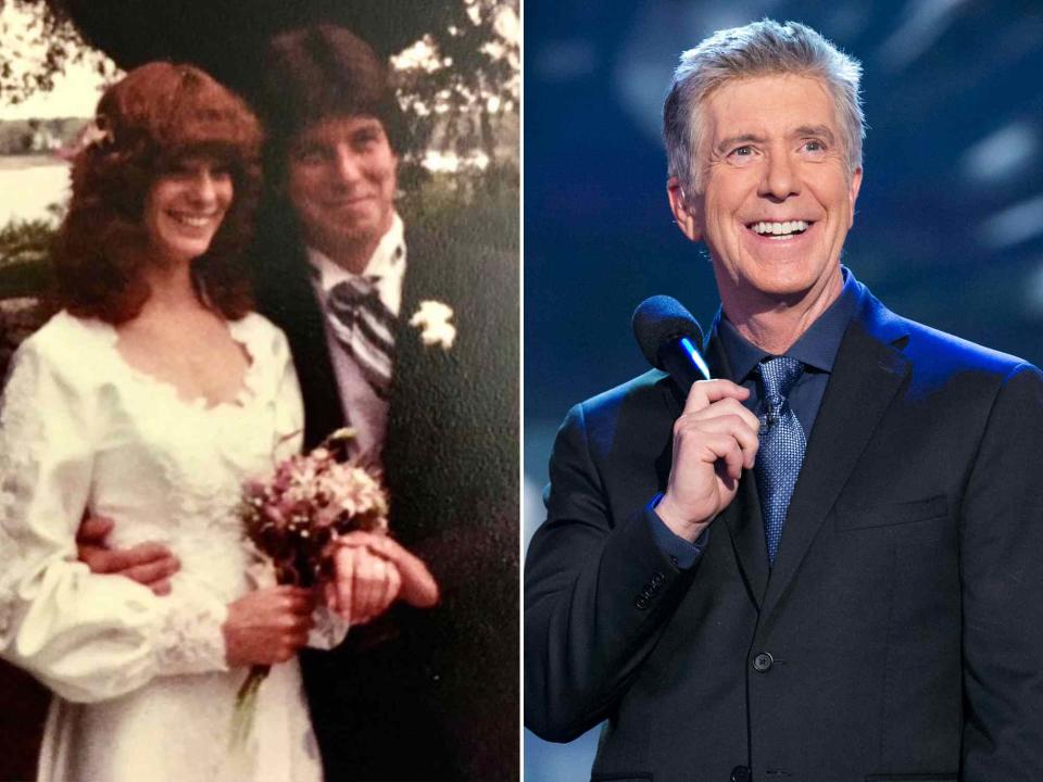 <p>Tom Bergeron Instagram ; Adam Taylor/Disney General Entertainment Content/Getty</p> Tom Bergeron and Lois Bergeron on their wedding day in 1982. Tom Bergeron on 