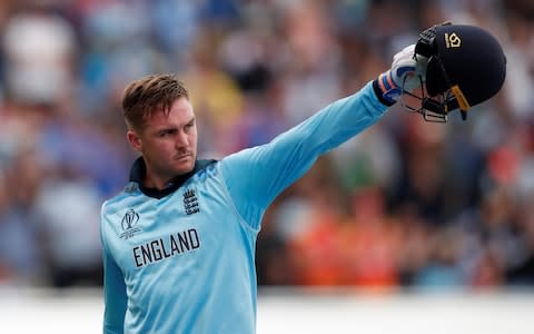 Jason Roy salutes the crowd at Edgbaston - Credit: Reuters