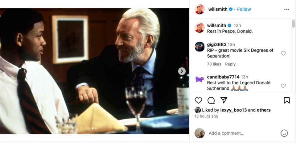 ‘Rest in Peace, Donald,’ Will Smith wrote on Instagram (Will Smith on Instagram)