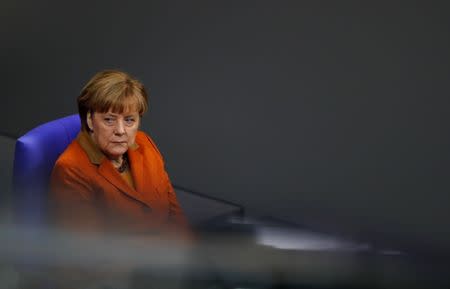 German Chancellor Angela Merkel attends a session of the lower house of parliament Bundestag in Berlin, Germany, January 26, 2017. REUTERS/Fabrizio Bensch
