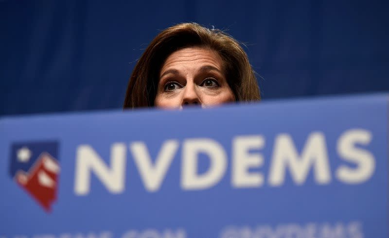 FILE PHOTO: Democratic candidate for the United States Senate from Nevada Catherine Cortez Masto speaks to supporters at the Nevada state democratic election night event in Las Vegas, Nevada