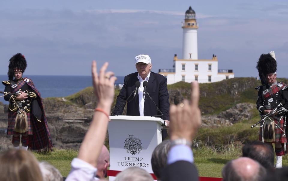 Donald Trump speaks during a news conference at his Turnberry golf course, in Turnberry, Scotland, June 24, 2016. (Photo: Clodagh Kilcoyne/Reuters)