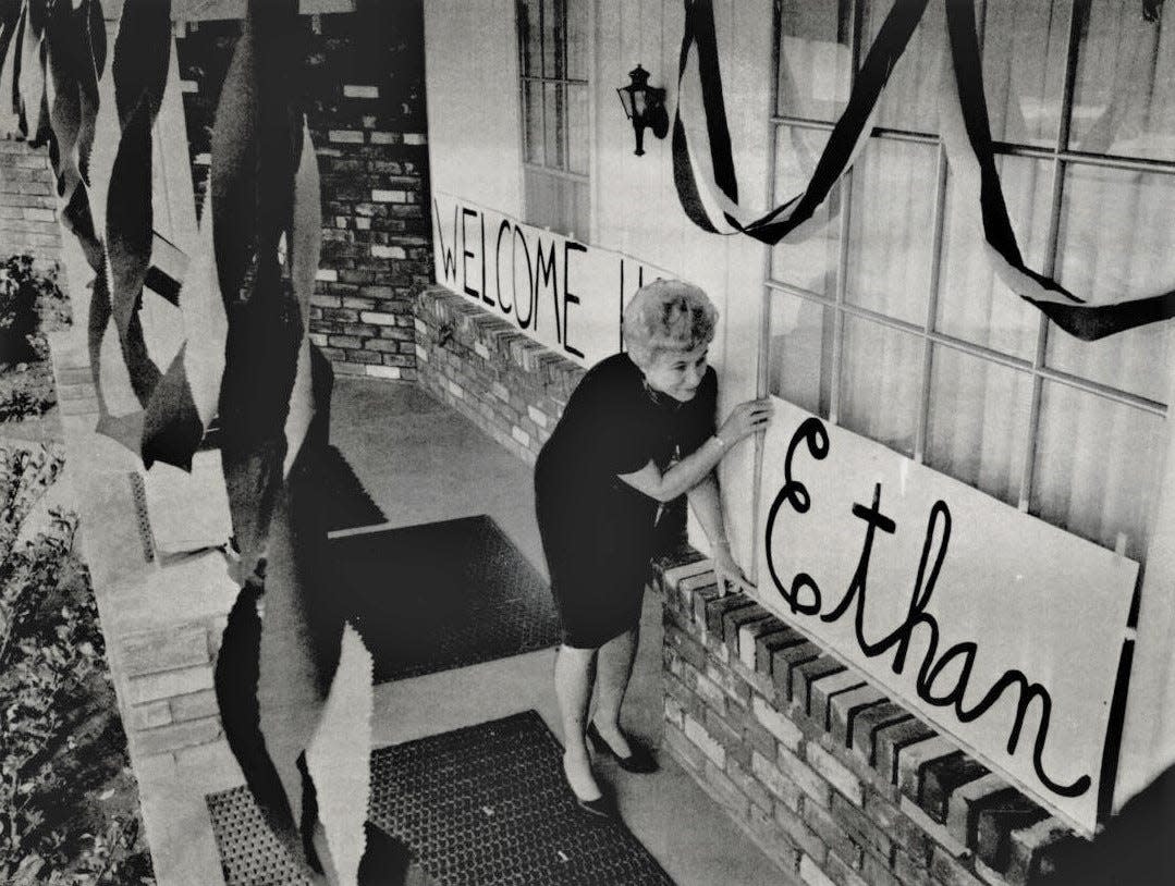 Lt. Ethan Norris would see the draped crepe paper streamers and the "Welcome Home Ethan" sign when he arrived home in 1967. The Vietnam veteran, who had been injured when the helicopter in which he was riding was hit by Viet Cong artillery, had been recovering in a Denver hospital. Mrs. H. Howard Norris made sure the decorations at the front of their home were just right for Ethan's return to Oklahoma City. March 29 will be the 50th anniversary of when U.S. troops left the conflict in Vietnam in 1973. This photo was published in the Oklahoma City Times.