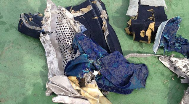 Some passengers' belongings and parts of the wreck of EgyptAir flight MS804 that were found last month. Photo: Egyptian Armed Forces/Getty Images