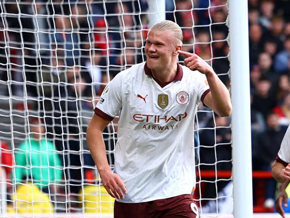 Haaland came off the bench to score his 32nd goal of the season (Reuters)