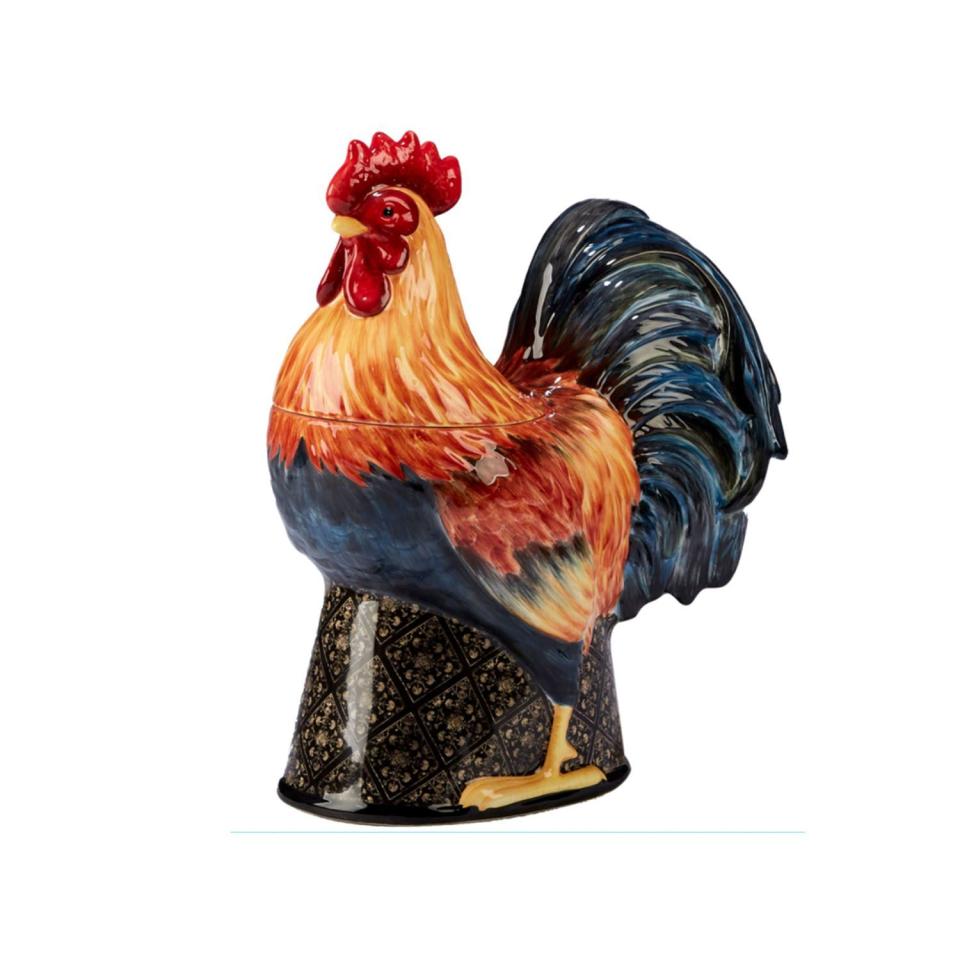 7) Certified International Gilded Rooster 3-D Jar