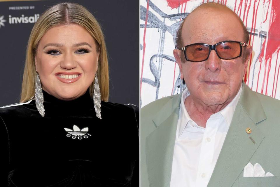 <p>Ethan Miller/Getty, John Parra/WireImage</p> Kelly Clarkson and Clive Davis