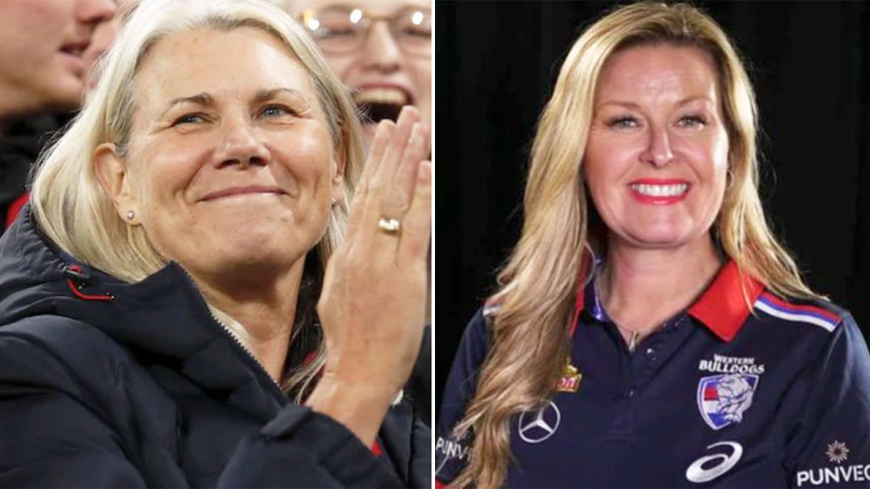 Seen here, Melbourne Demons president Kate Roffey and Western Bulldogs counterpart  Kylie Watson-Wheeler.