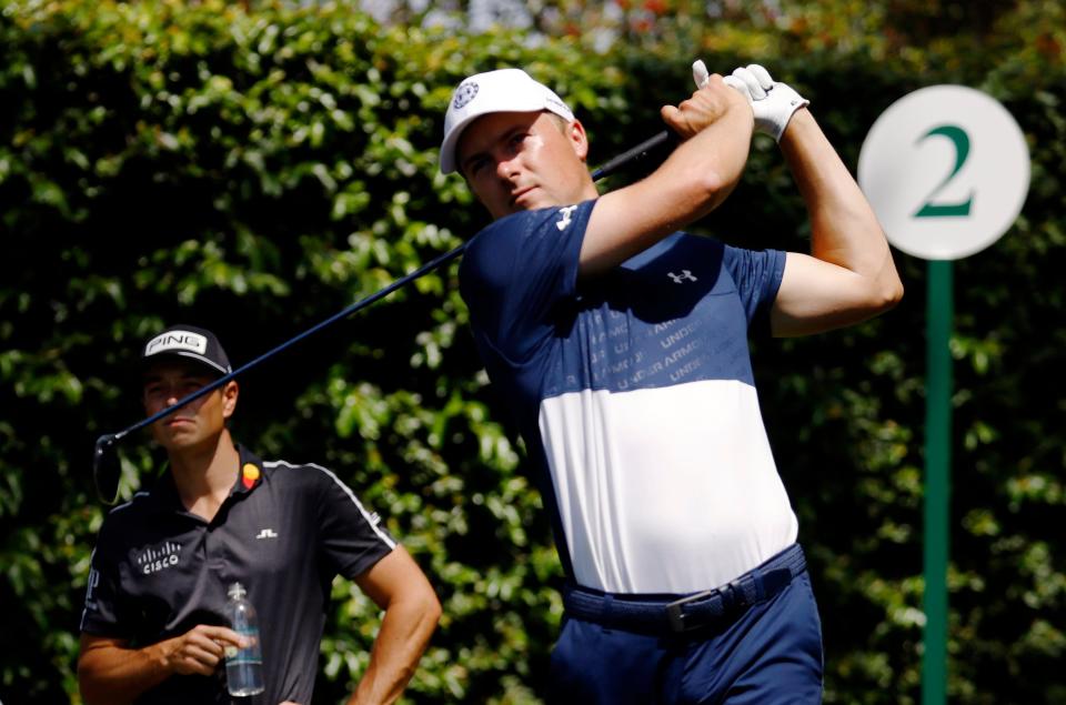 Jordan Spieth tees off during Wednesday's practice round.