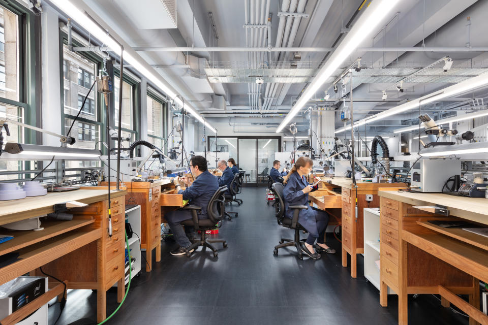 Inside Tiffany & Co's jewelry and design and innovation workshop, which houses its own sample development room.