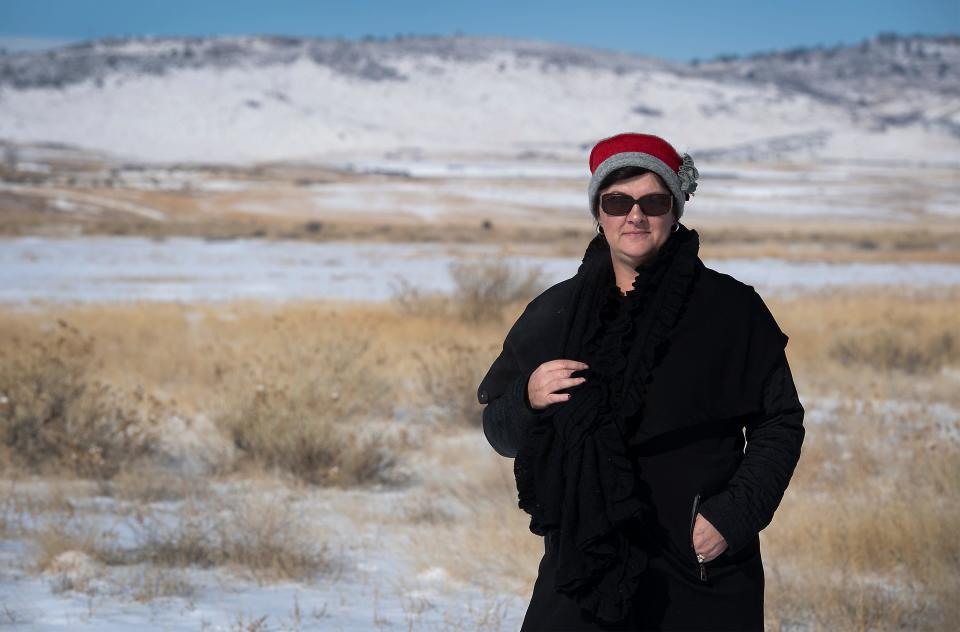 Laurie Stolen, the Larimer County behavioral health services director, stands on the location of the future Larimer County Behavioral Health Services Facility in Fort Collins, Colorado.