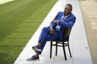 Petri Hawkins Byrd, bailiff on the reality court television program "Judge Judy," poses for portrait, Friday, Sept. 25, 2020, in Los Angeles. (AP Photo/Chris Pizzello)