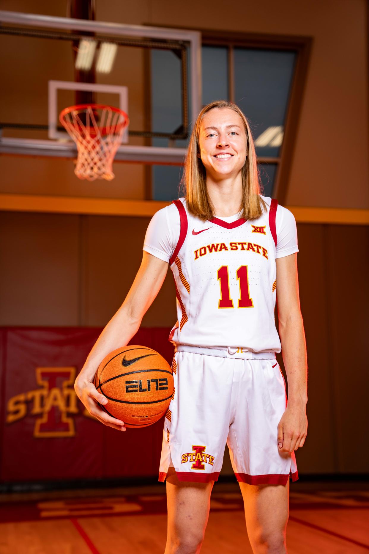 Emily Ryan stands for a photo during Iowa State women's basketball media day in Ames on Thursday.