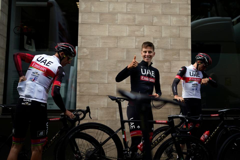 Cyclist Tadej Pogacar at the Tour de France prerace 2021.