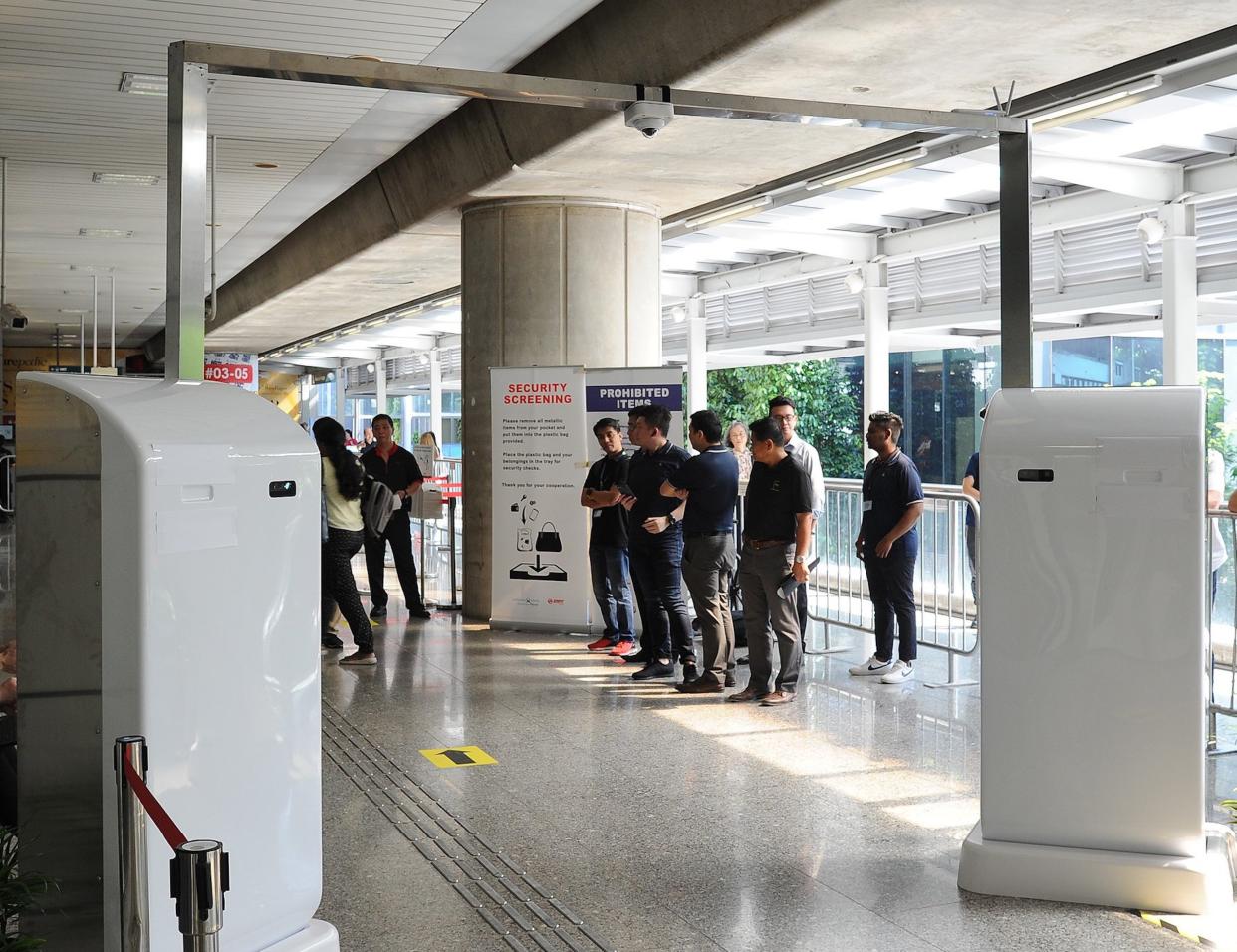 A new mass security screening equipment, called the Human Security Radar, was deployed by the Land Transport Authority for the first time at the Jurong East MRT interchange on 5 April, 2019. (PHOTO: Land Transport Authority/Facebook)