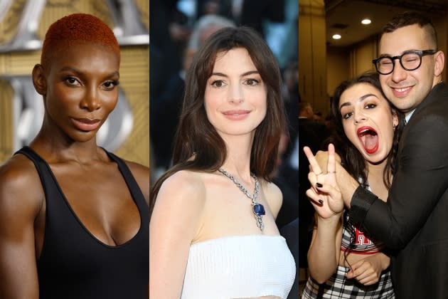 michaela-coel-anne-hathaway-charli-xcx-jack-antonoff-a24-pop-music - Credit: John Phillips/Getty Images; Pascal Le Segretain/Getty Images; Isaac Brekken/Billboard Awards 2014/Getty Images