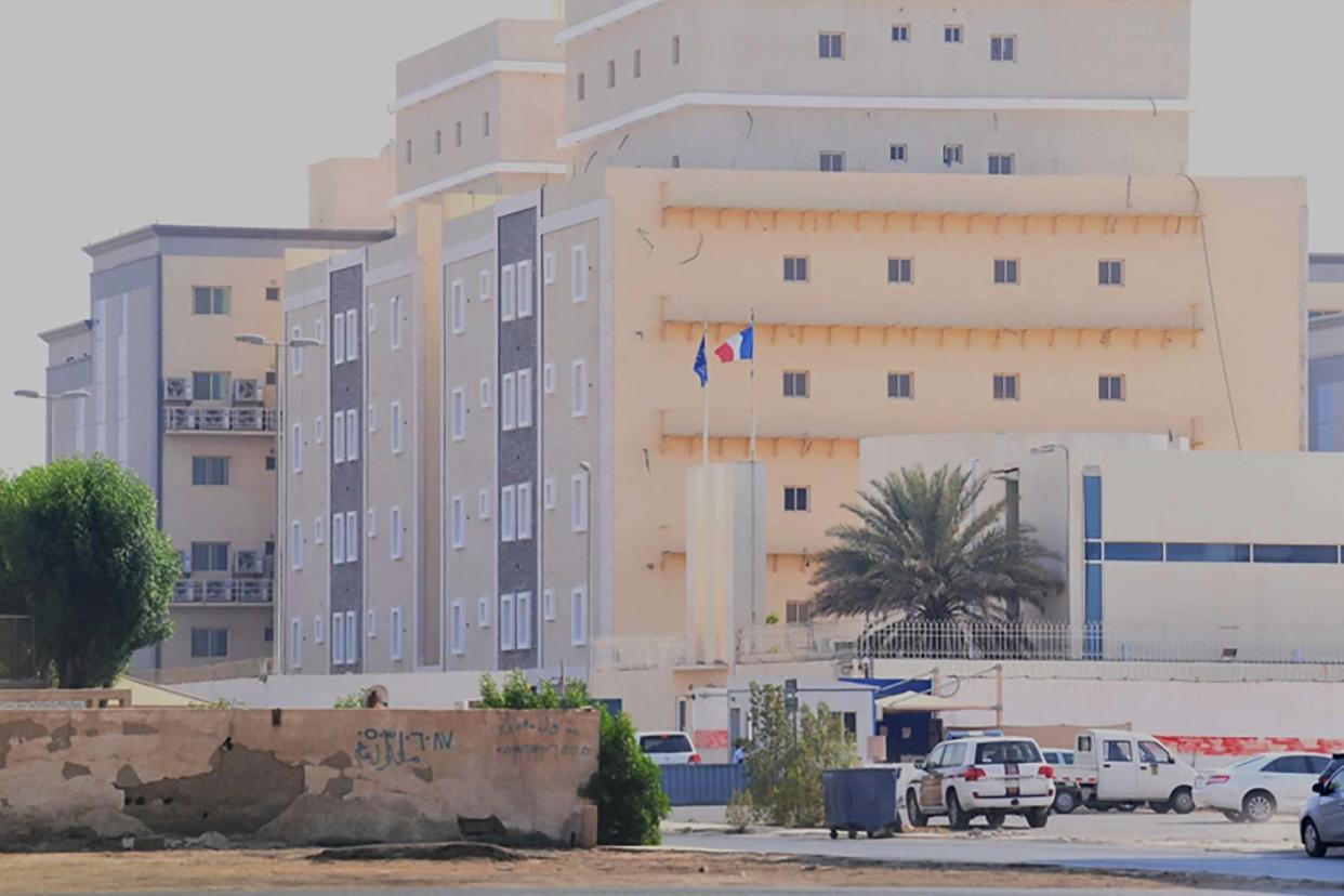 A picture taken from a distance shows the French consulate in the Saudi Red Sea port of Jiddah on Thursday: AFP via Getty Images