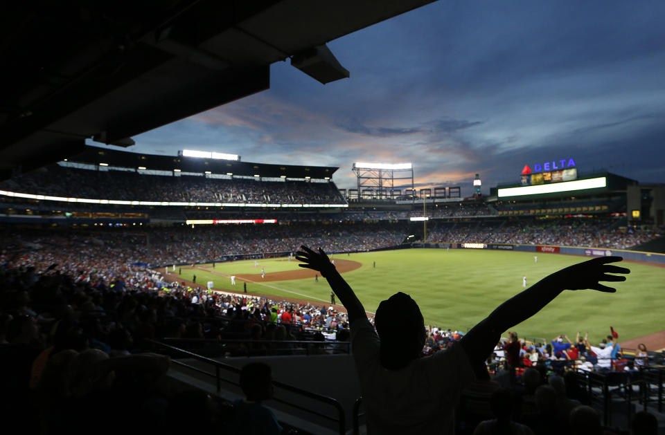 Sun sets behind Turner Field