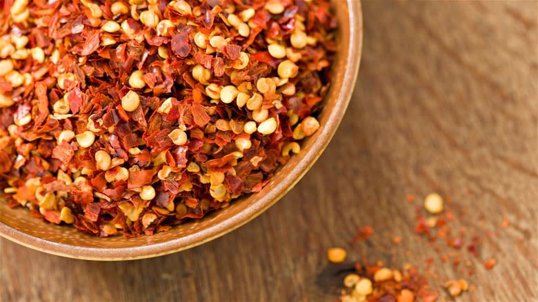 bowl of red pepper flakes