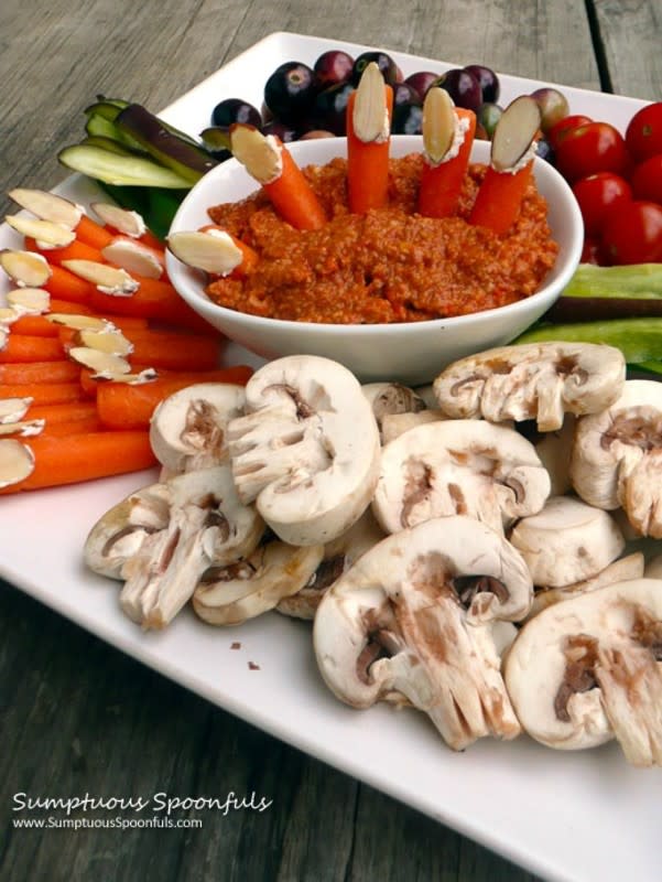 <p>Sumptuous Spoonfuls</p><p>Snack on these freaky fingers, skulls and more made from veggies.</p><p><strong>Get the recipe: <a href="http://www.sumptuousspoonfuls.com/halloween-veggie-tray/" rel="nofollow noopener" target="_blank" data-ylk="slk:Halloween Veggie Tray;elm:context_link;itc:0;sec:content-canvas" class="link rapid-noclick-resp">Halloween Veggie Tray</a></strong></p>