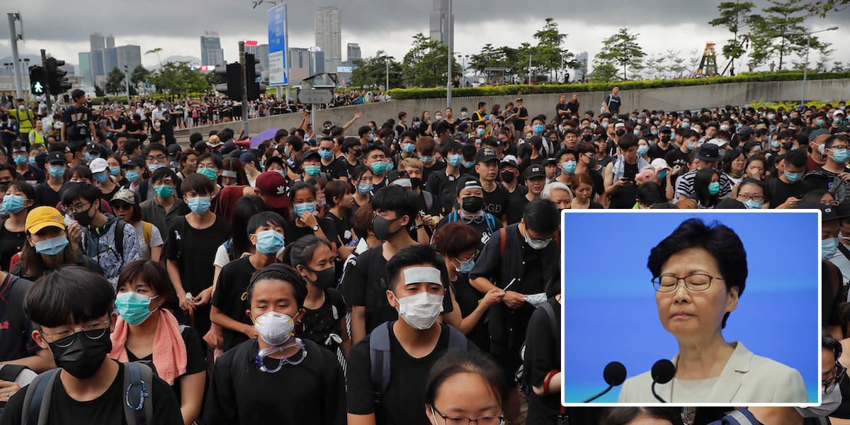 Carrie Lam protest wide Hong Kong