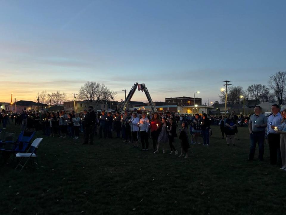 Many gathered for the candlelight vigil for Officer Cody Allen in Odessa, Mo on March 3, 2024.