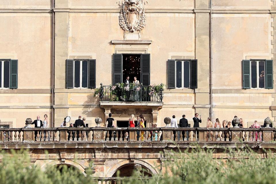 Guests attend the Lady Kitty Spencer and Michael Lewis wedding at Villa Aldo Brandini on July 24, 2021 in Frascati, Italy.