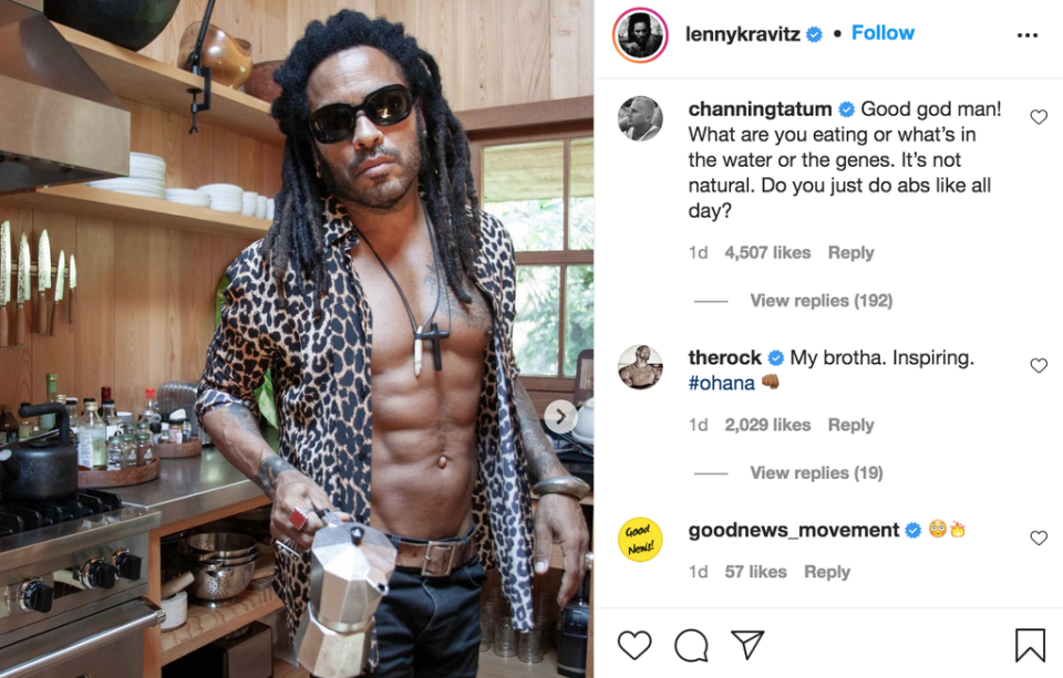 Lenny Kravitz ruffled feathers with a recent Instagram photo (Lenny Kravitz @lennykravitz)