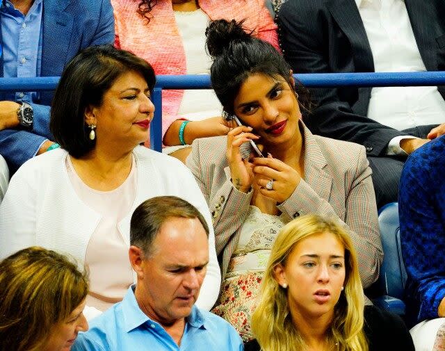 The actress couldn't contain her excitement while watching the tennis pro earn her milestone 100th US Open win!