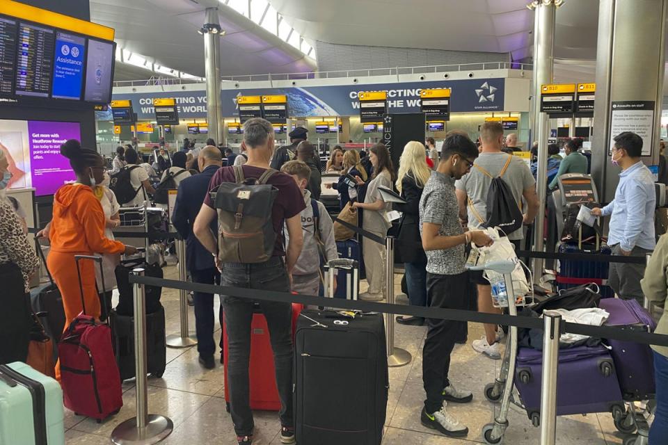 Passengers faced long queues at Heathrow thanks to staff shortages  (PA Wire)