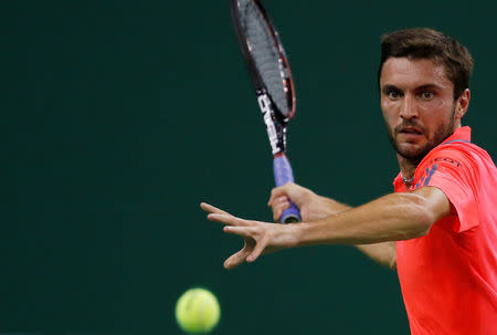 Tennis - Shanghai Masters tennis tournament - Shanghai, China - 13/10/16. Gilles Simon of France plays against Stan Wawrinka of Switzerland. REUTERS/Aly Song